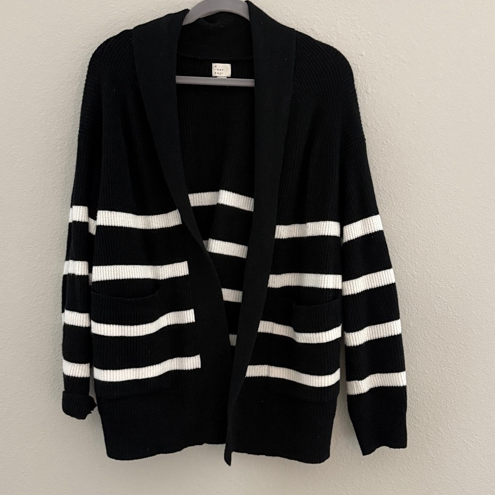 a new day Black and White Striped Sweater
